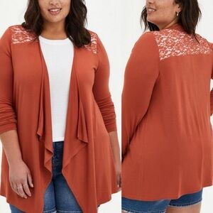 NWT Torrid size 1X orange super soft drape front cardigan
